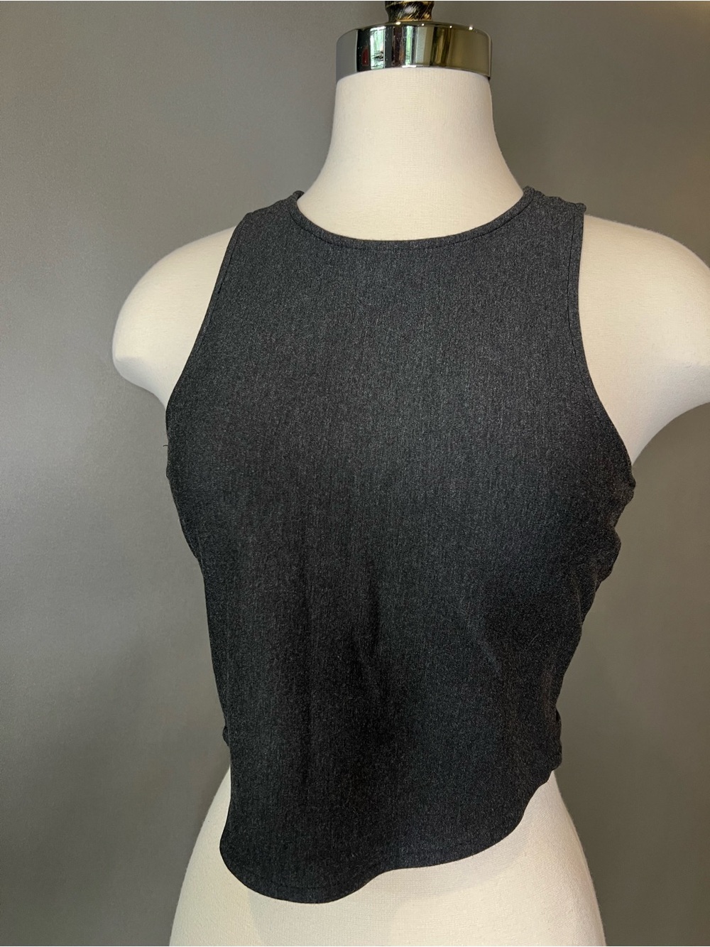 Alythea Black Ribbed High-Neck Crop Tank
